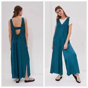 Anthropologie Teal Sleeveless Jumpsuit